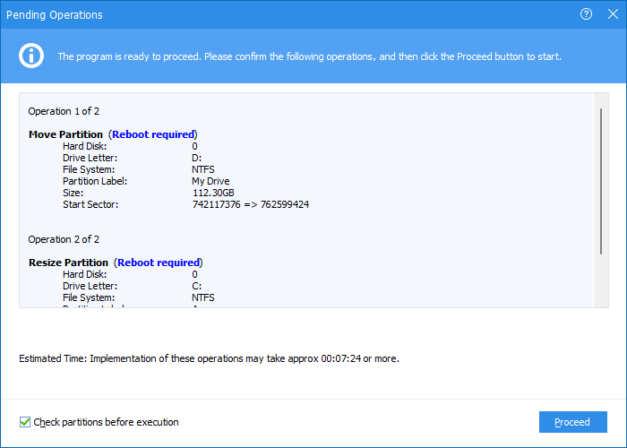 extend volume on windows with AOMEI patition assistant