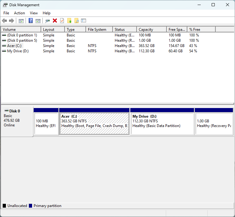 extend volume on windows with AOMEI patition assistant
