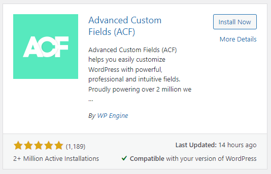 Advance Custom fields (ACF) Plugin