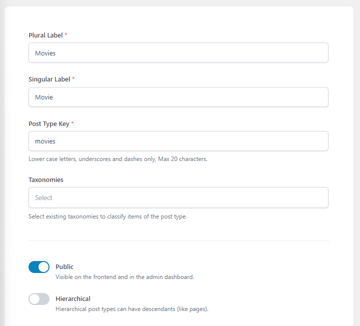 Setup Movies Post Type with ACF plugin