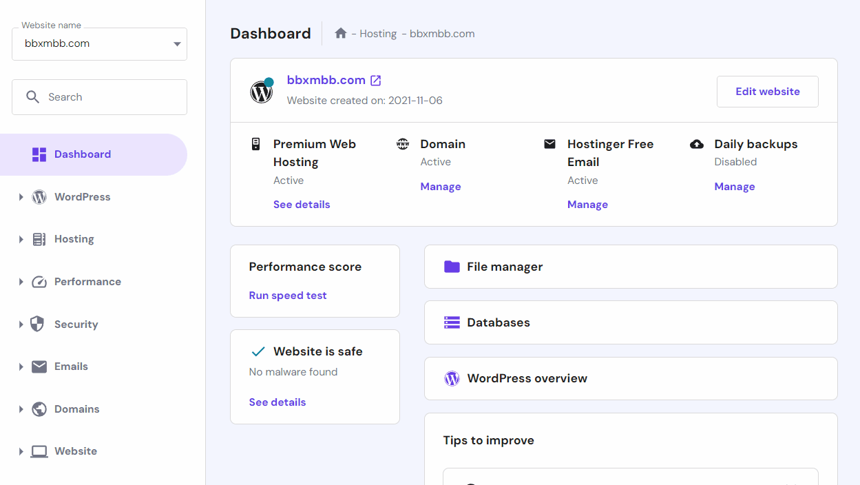 Wordpress installation from hostinger