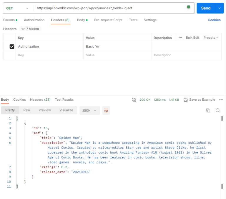 Request custom fields from new post type with get method