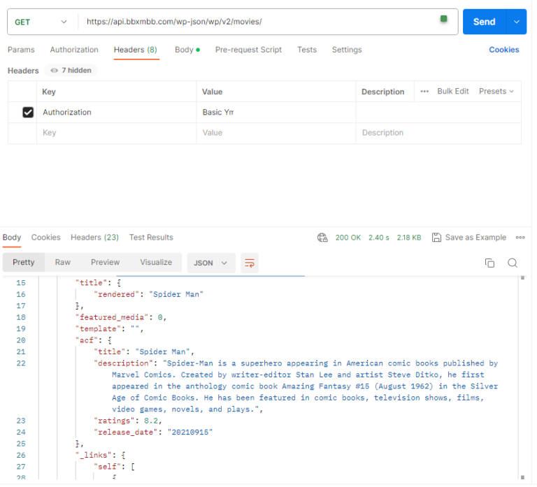Request data to new post type with get Method