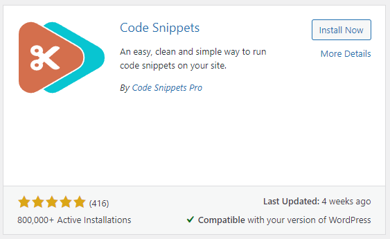 Code snippet plugin