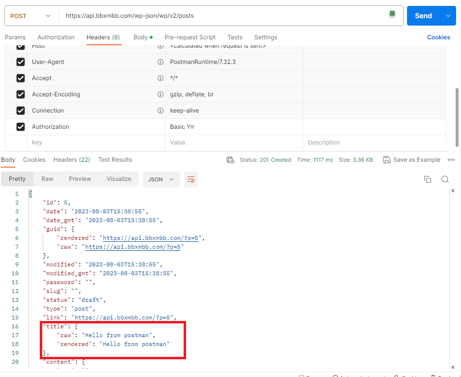 Testing Post Method to api.bbxmbb.com with Basic Authentication