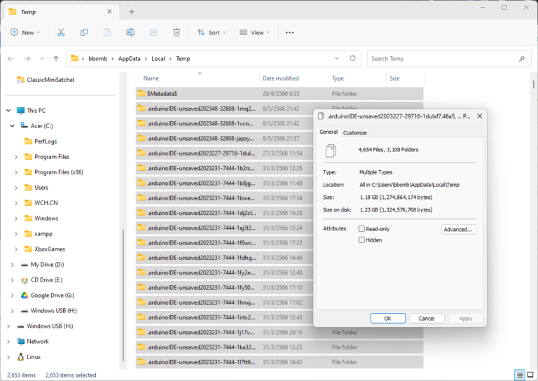 Delete all %temp% files