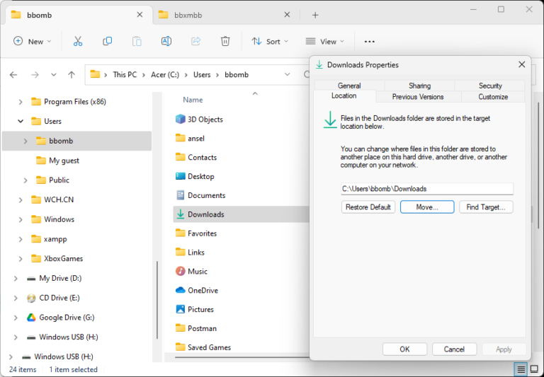Move Download Folder to D Drive