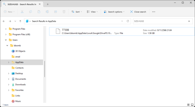 search for SIZE:HUGE and delete only known folder