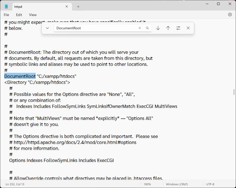 Change document Root  in httpd