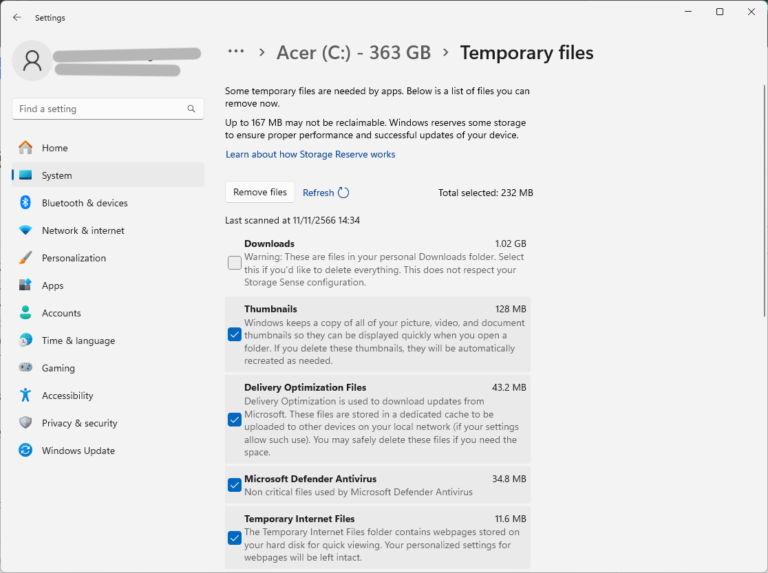 Click at Remove files