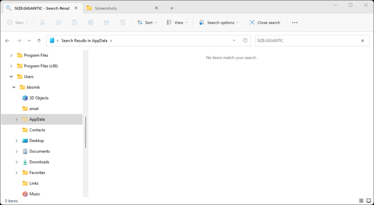 search for SIZE:GIGANTIC and delete only known folder